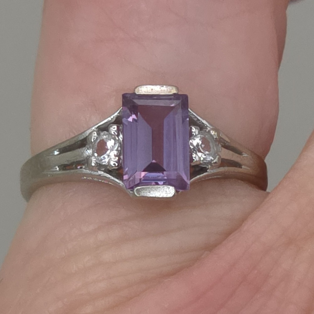 .60ct 10k Emerald Cut Purple Blue Synthetic Alexandrite Ring Child Size 2.25 - Picture 10 of 17
